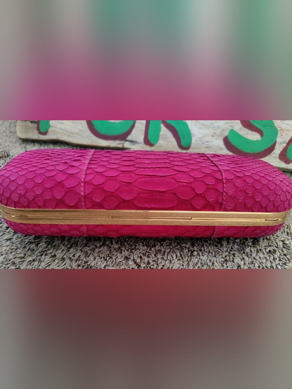 ALEXANDER MCQUEEN Pink Python Skin Knuckle Box Clutch Bag - Picture 9 of 15